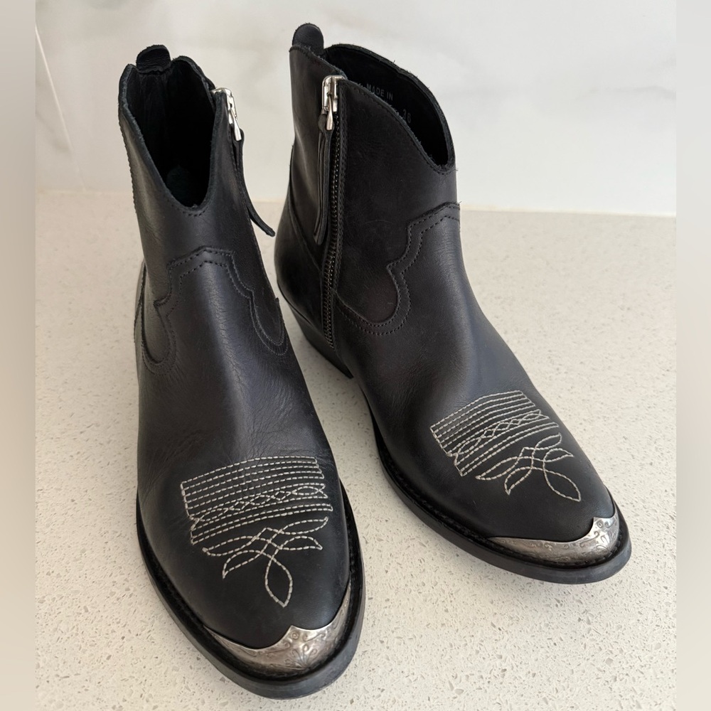 Golden Goose Young Western Boots Black Leather Size EU 36 US 6 - Picture 2 of 8